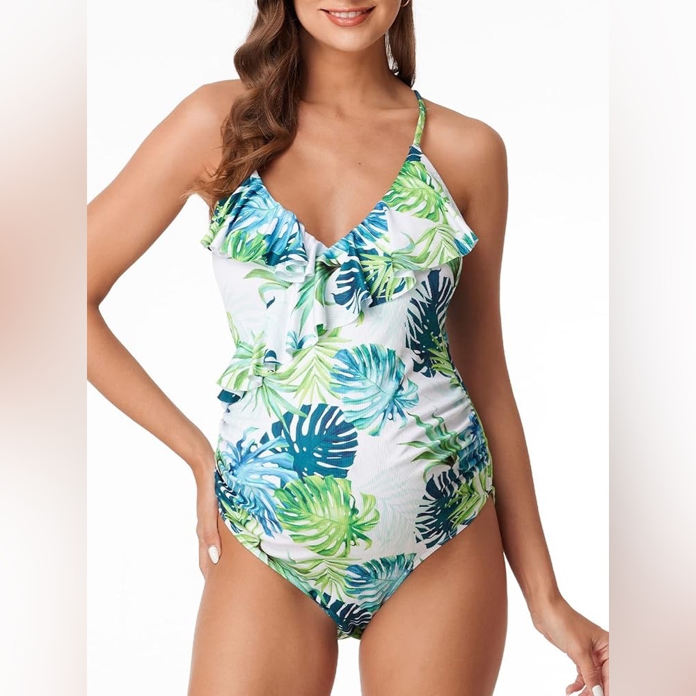 Summer Mae Maternity Swimsuit / Tropical / Size: Medium / Maternity / Summer